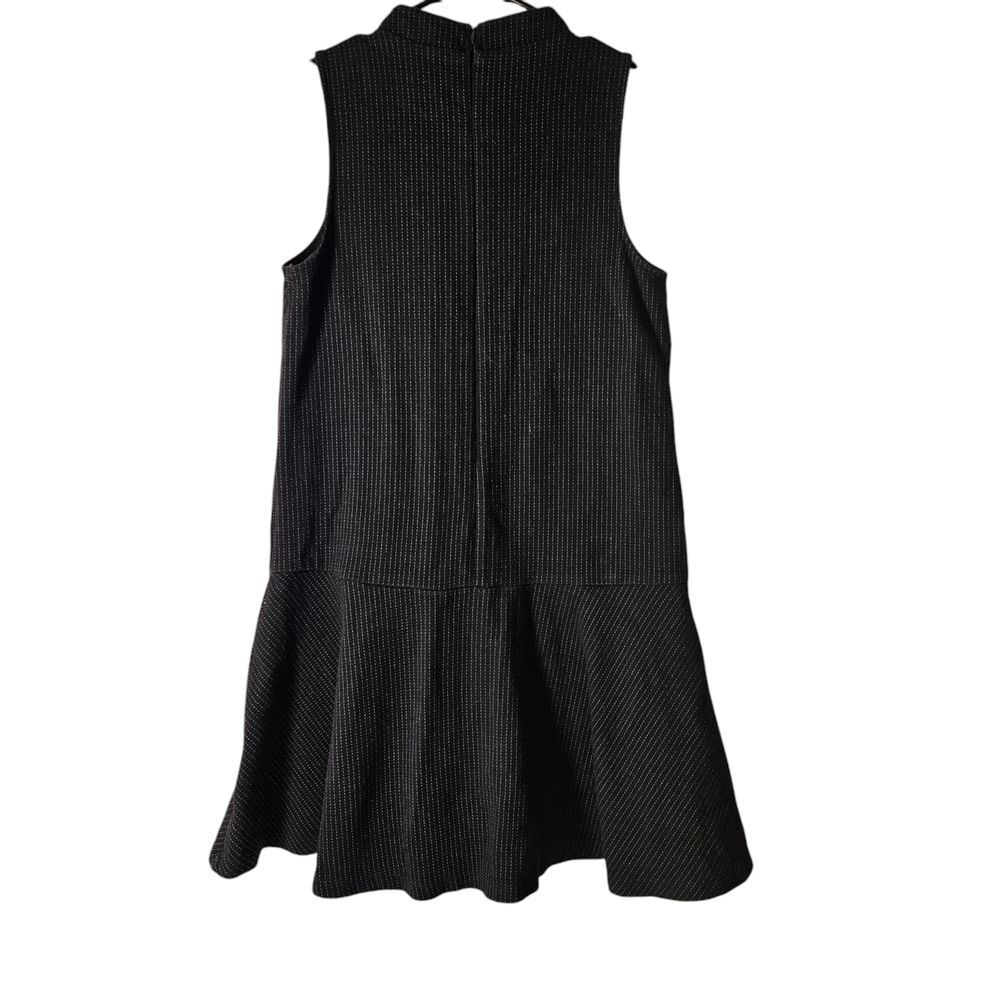Loft Sleeveless Mock Neck Textured Fit‎ & Flare Dress Navy Work